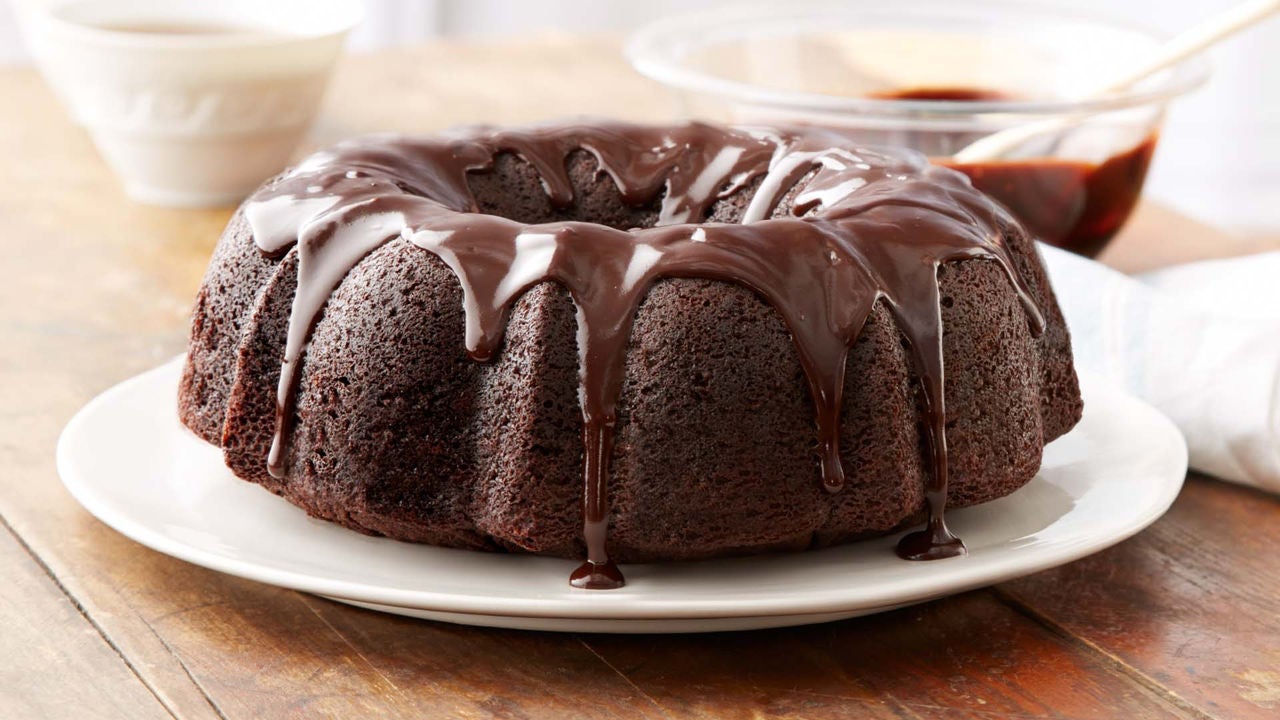 black magic cake with chocolate sauce