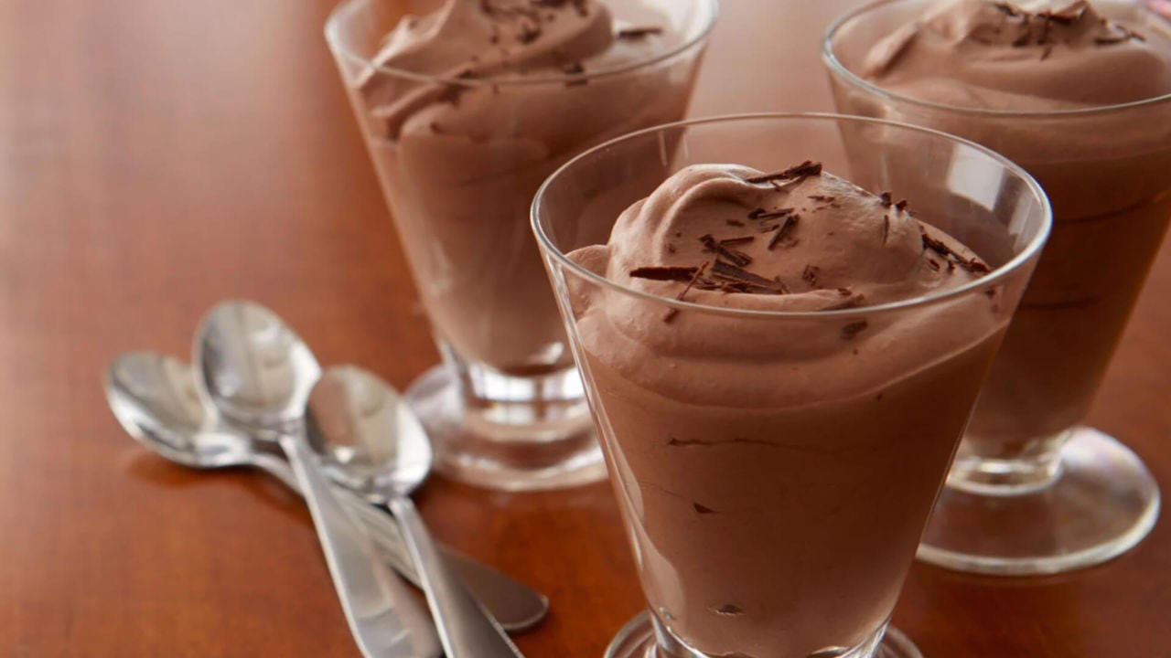 parfait glasses filled with chocolate mousse