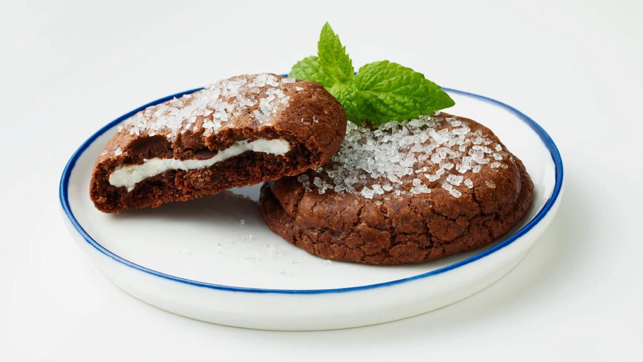 plate of double chocolate peppermint pattie cookies