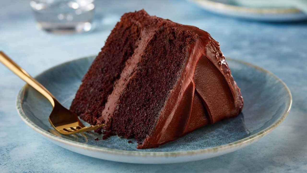 slice of hersheys perfectly chocolate chocolate cake