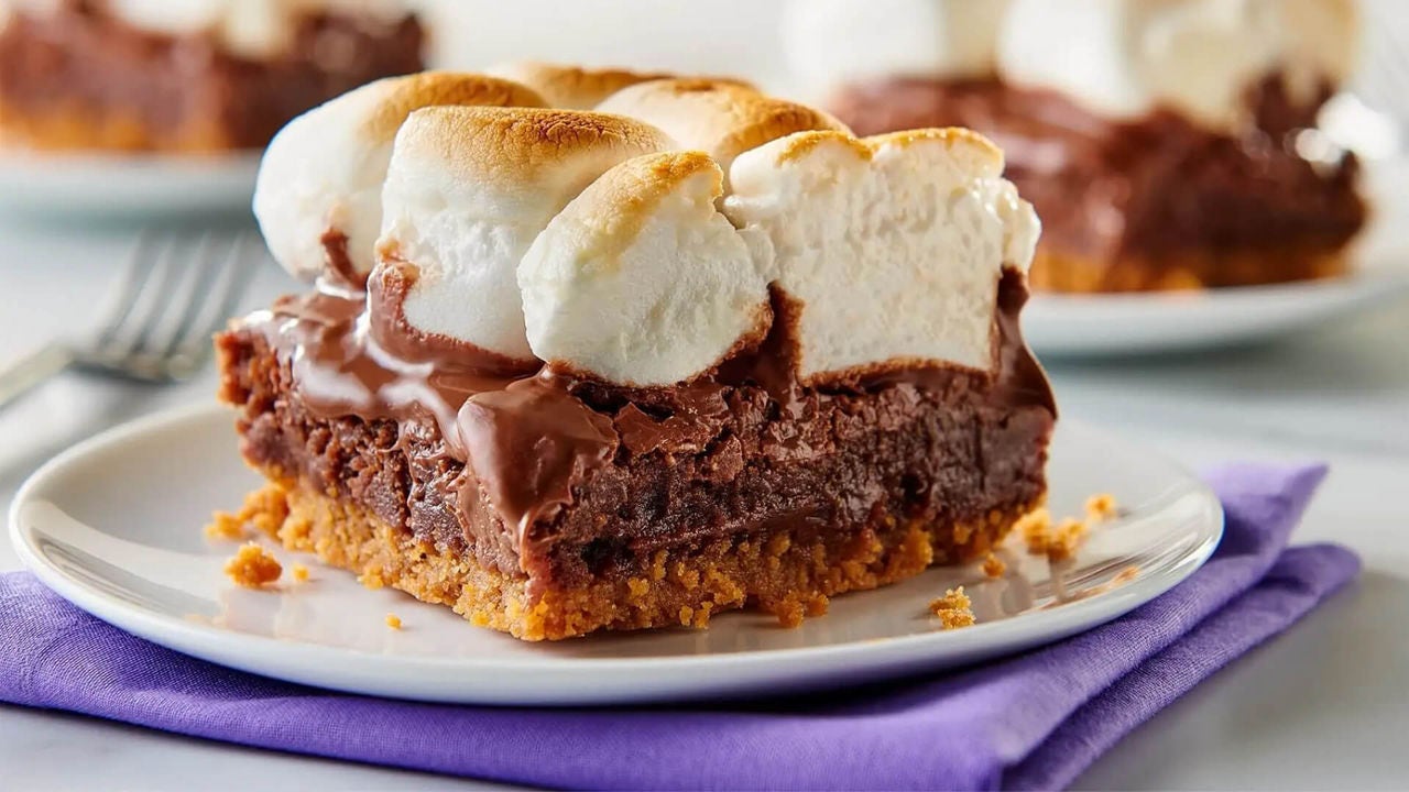 plates of smores brownies