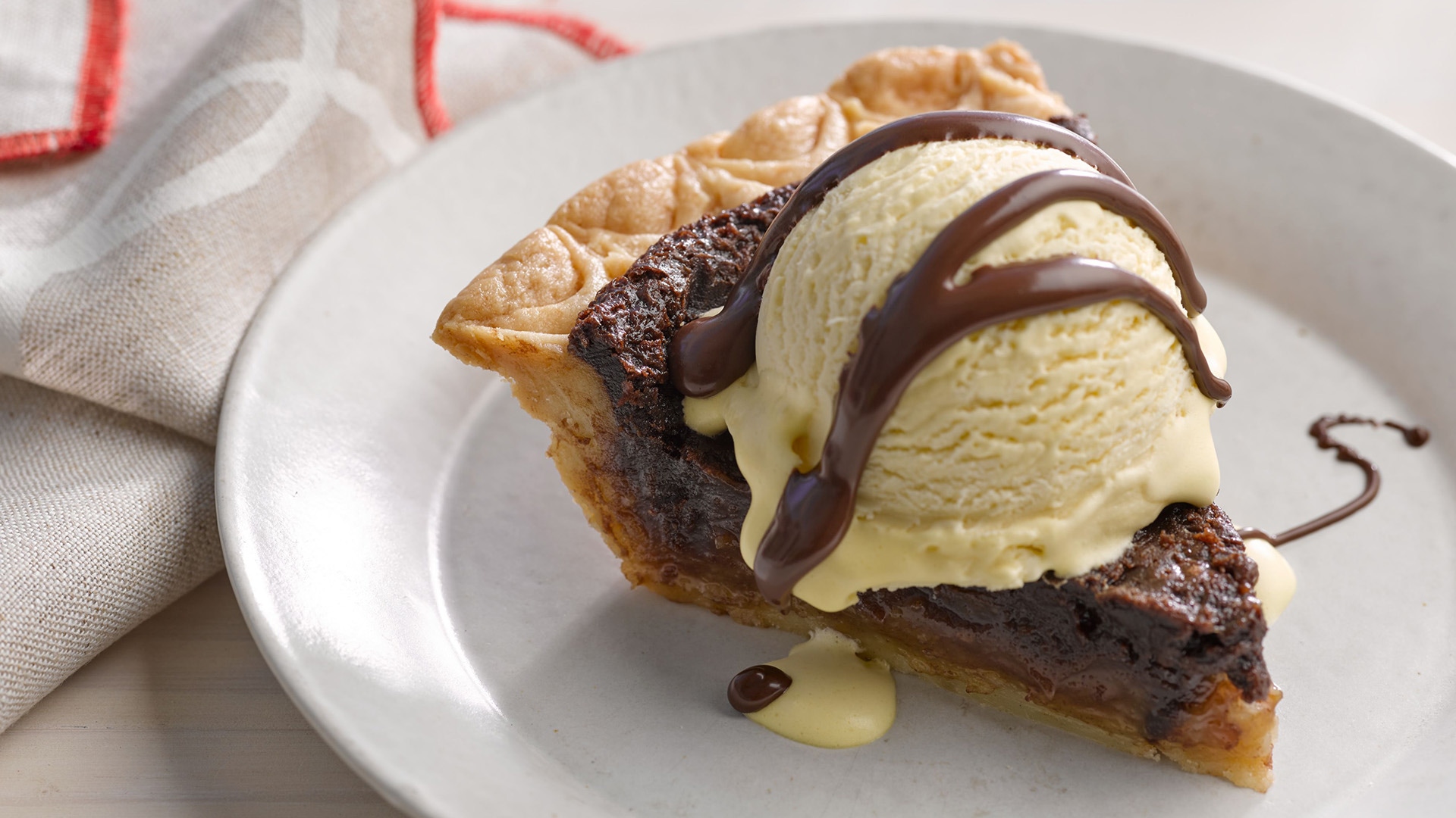 Upsidedown Hot Fudge Sundae Pie