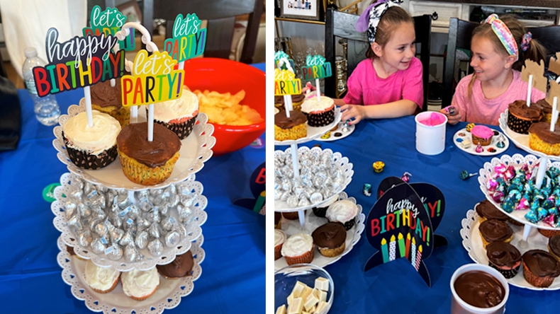 cupcake tower on the table