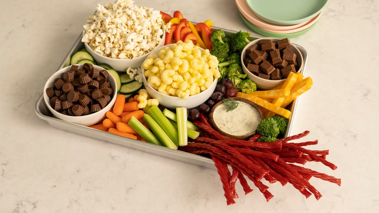 snack tray featuring various snacks