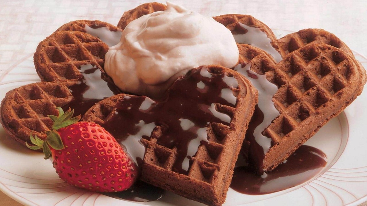 heart shaped chocolate waffles