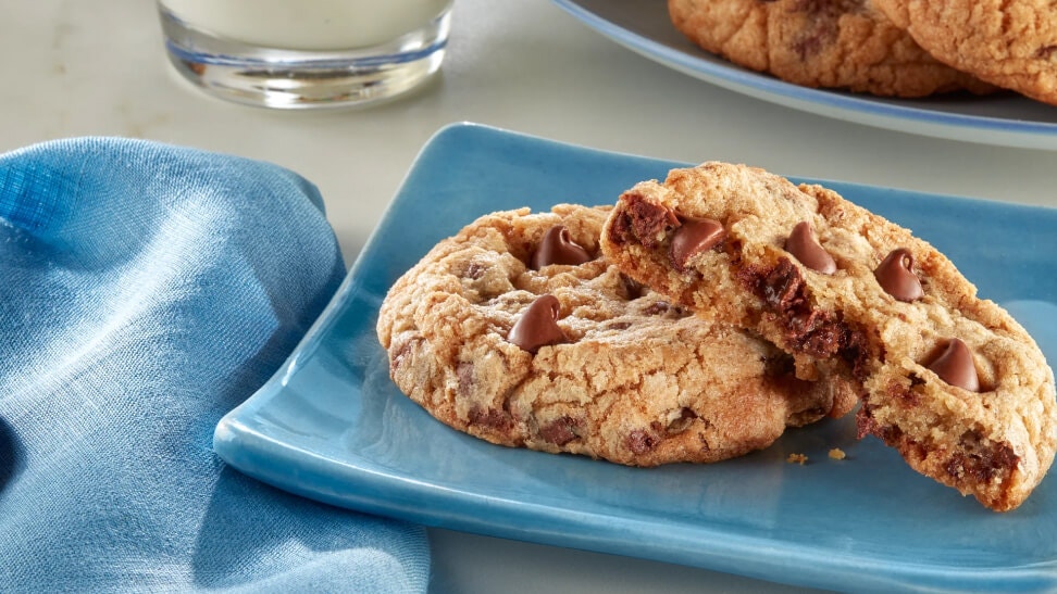 plate of hersheys classic milk chocolate chip cookies