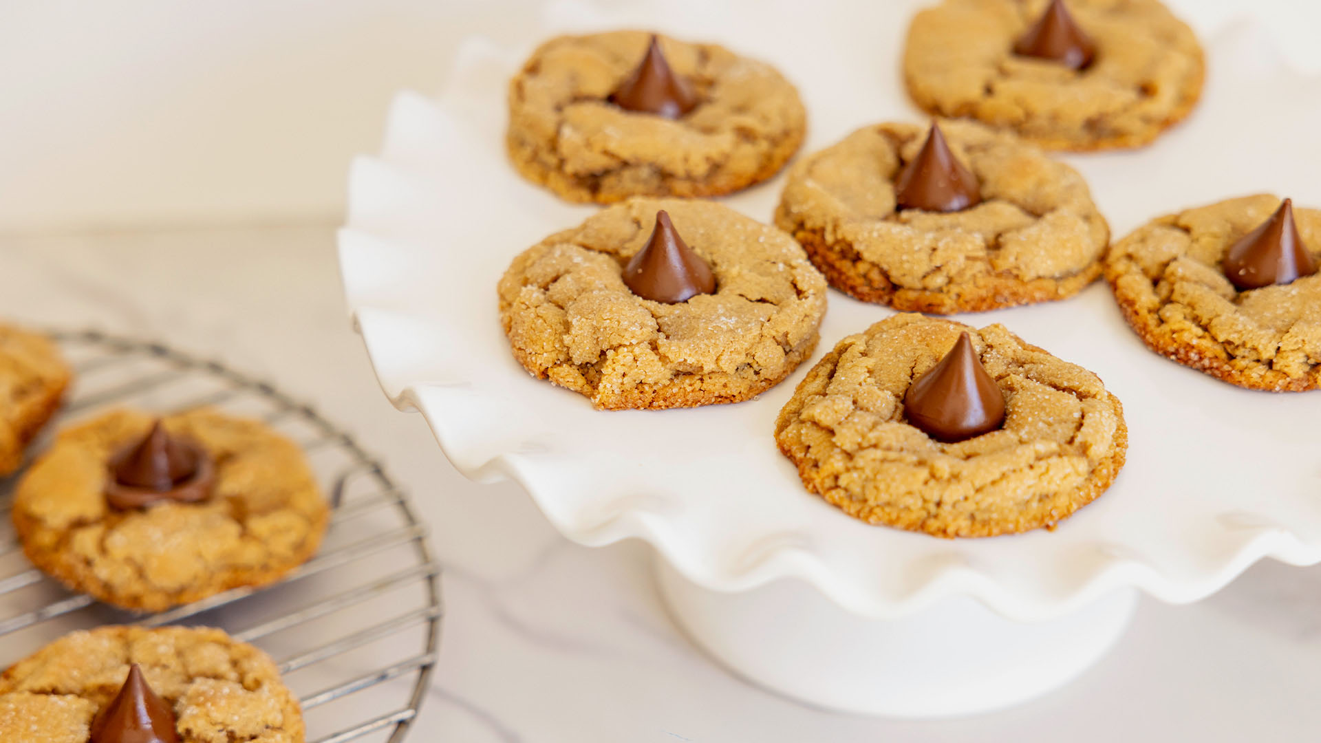 fresh batch of gluten free peanut butter blossoms