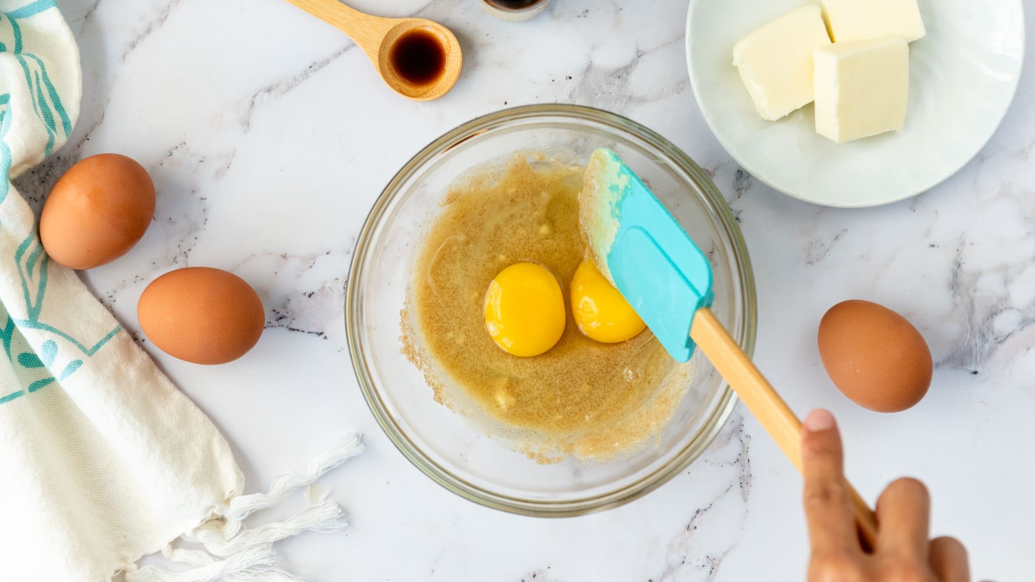 eggs mixed into wet ingredients