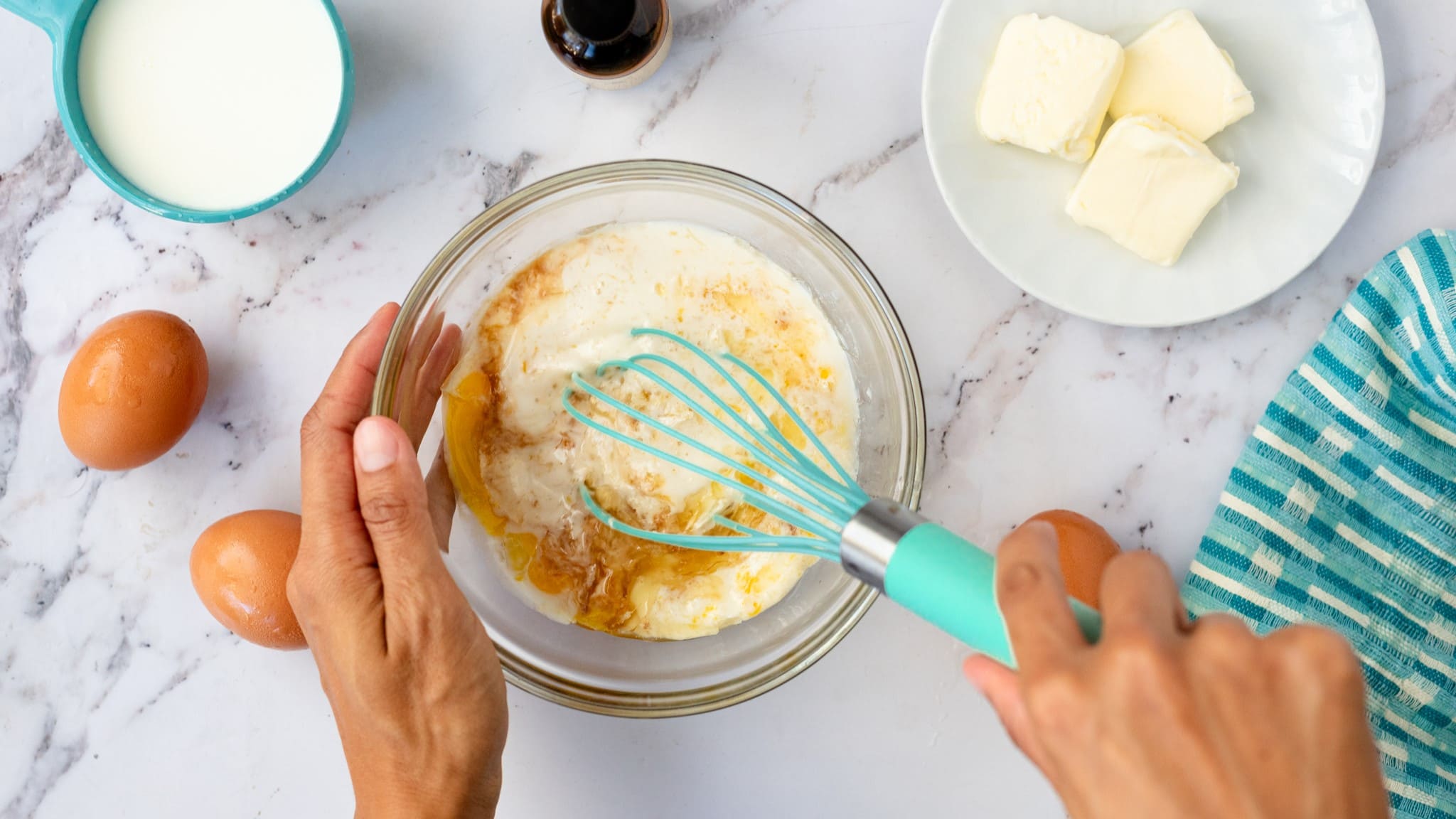 wet ingredients being mixed