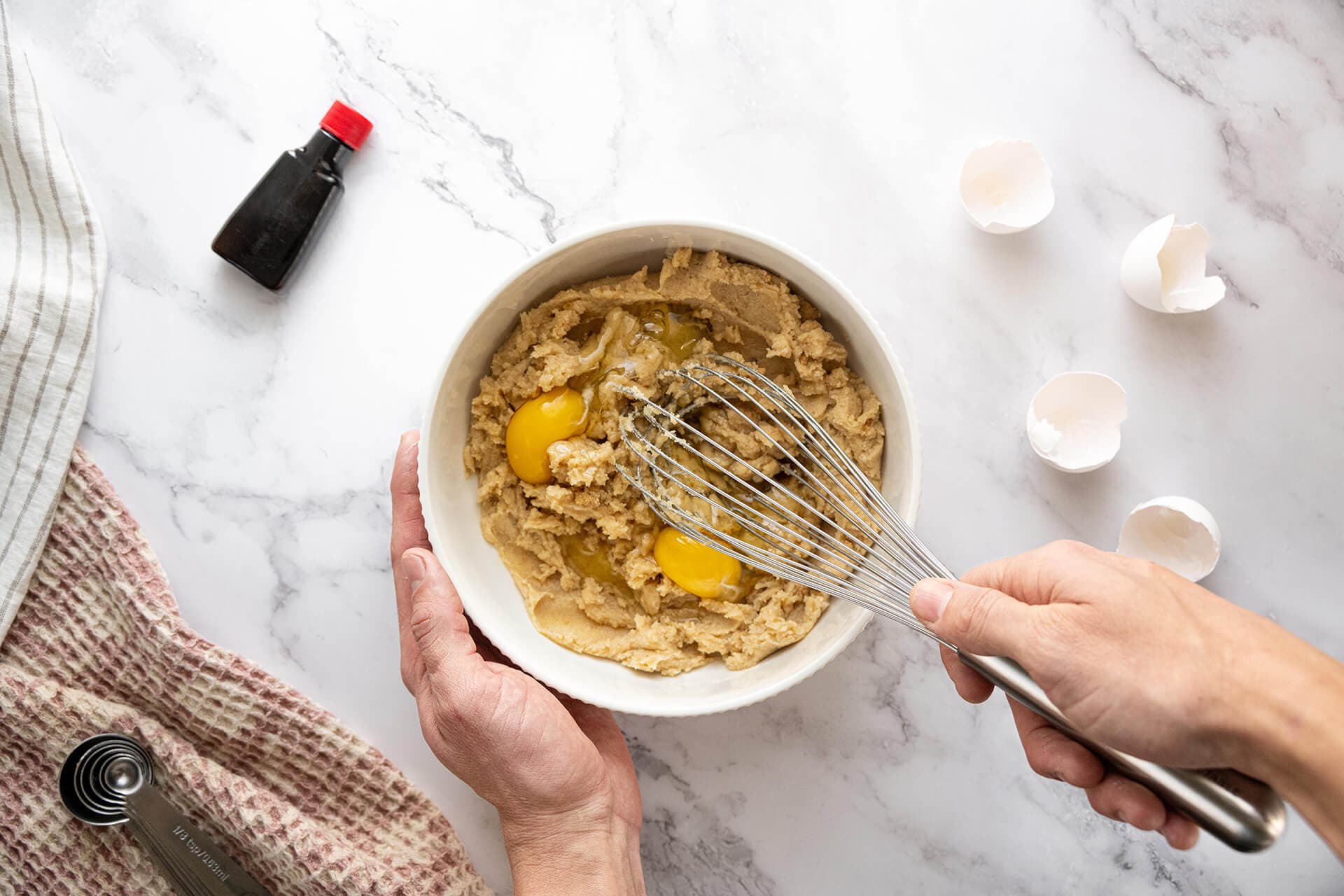 ingredients being whisked together