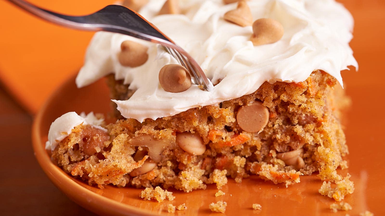 Carrot Cake on an orange plate