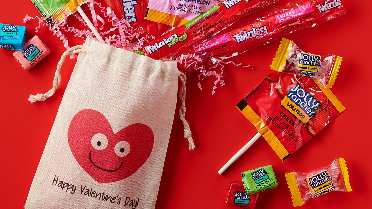 valetines day treta bag filled with hersheys candies