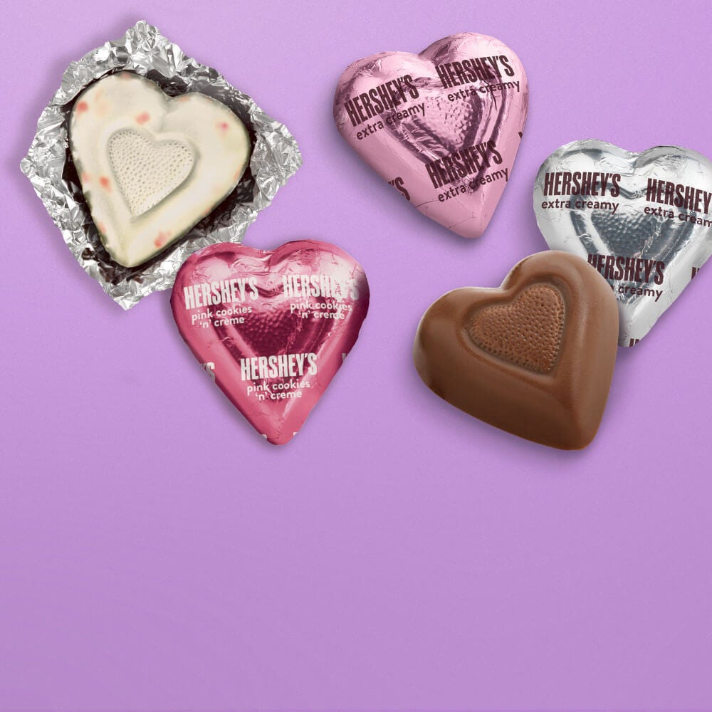 unwrapped hersheys hearts