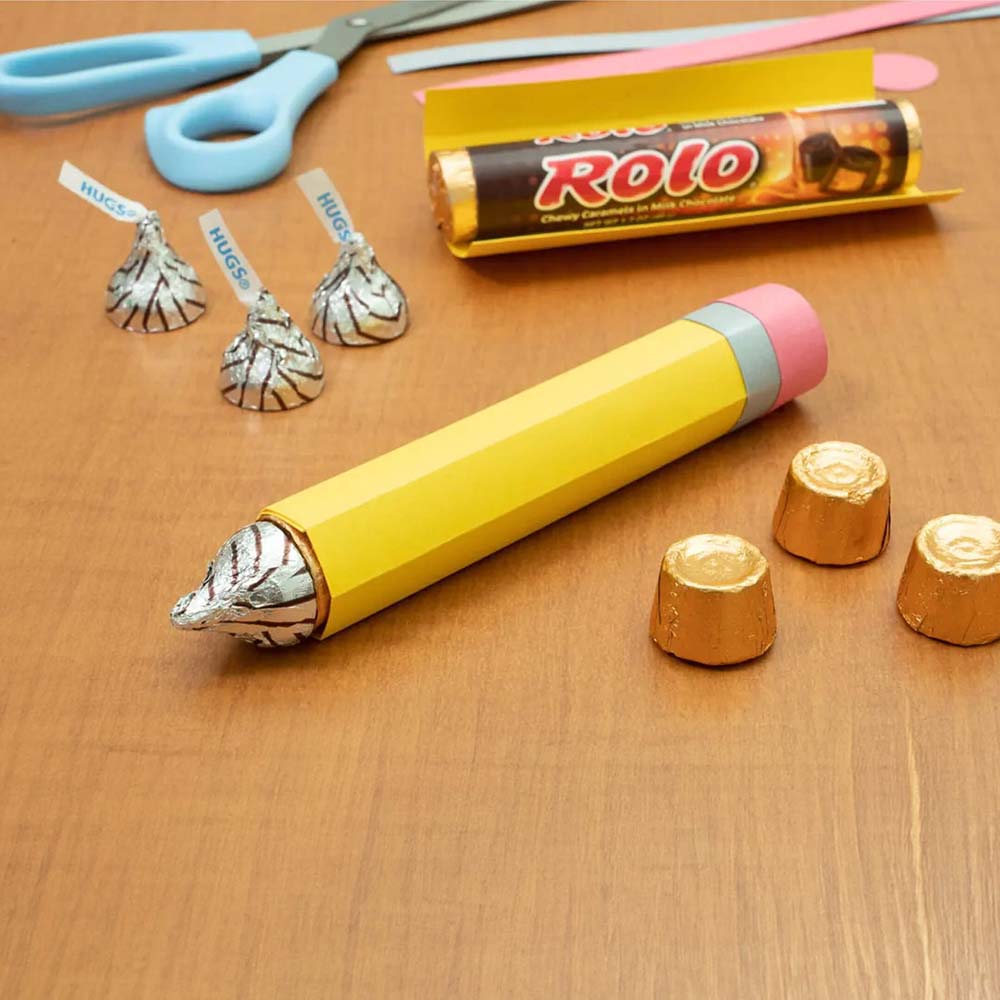 pencil crafts made out of rolo packages