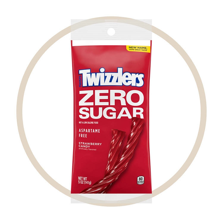 bag of twizzlers zero sugar strawberry flavored twists